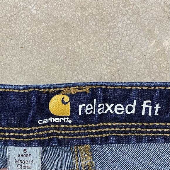 Carhartt Relaxed Fit Jeans Women 6 Short Blue Denim Workwear Bootcut - Picture 6 of 12